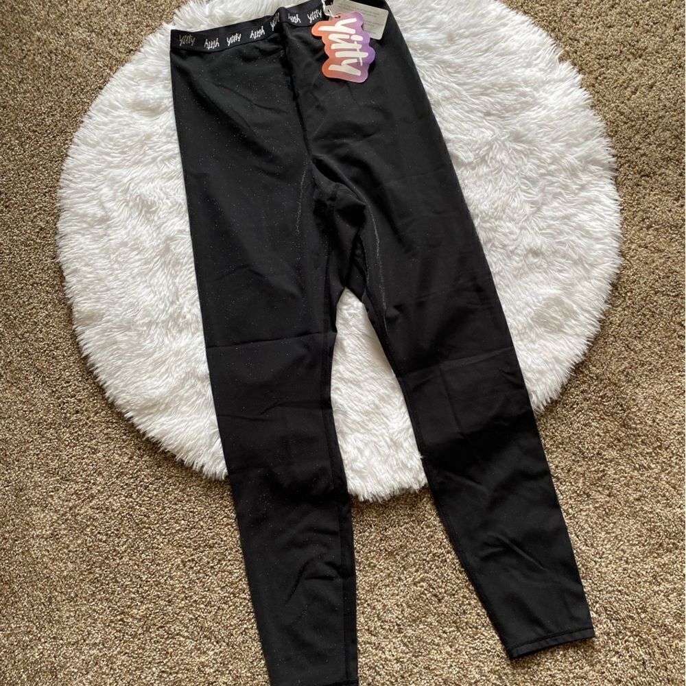 YITTY by Lizzo Spotlight Ruched Leggings Shimmered Iconic Black New Women Medium